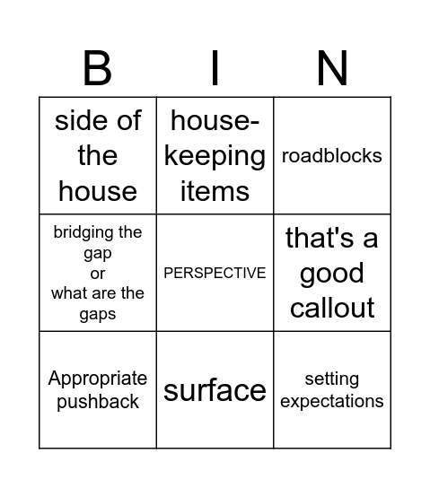 Gordon's vocab Bingo Card