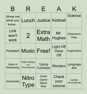 END OF TERM BINGOLib Bingo Card
