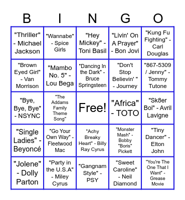 MUSIC BINGO Card