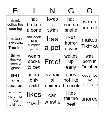 Find someone who... Bingo Card