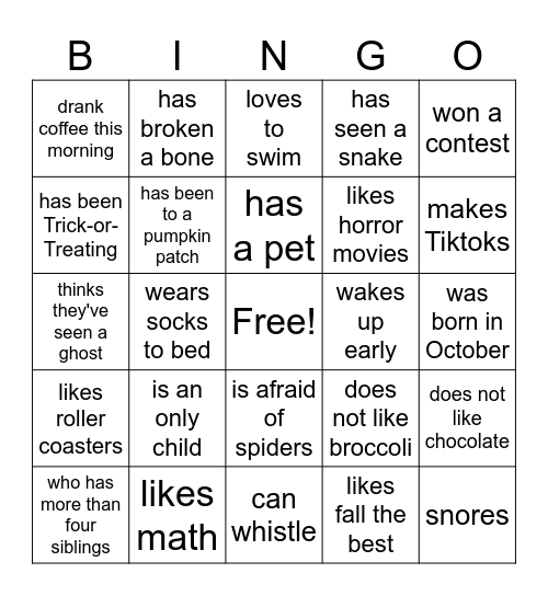 Find someone who... Bingo Card