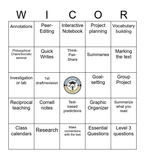 WICOR Bingo Card