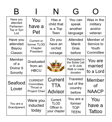 TLOD HUMAN Bingo Card