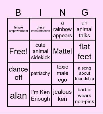 Barbie Bingo Card