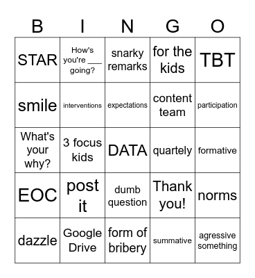 DATA DAZZLE Bingo Card