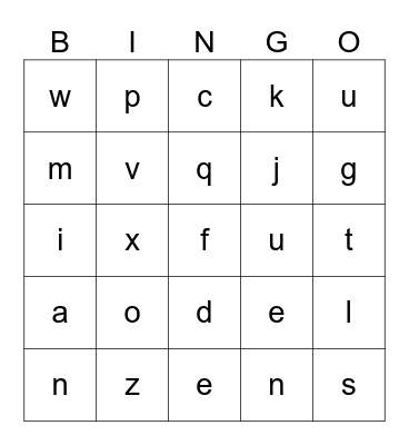 Alphabet Bingo Card