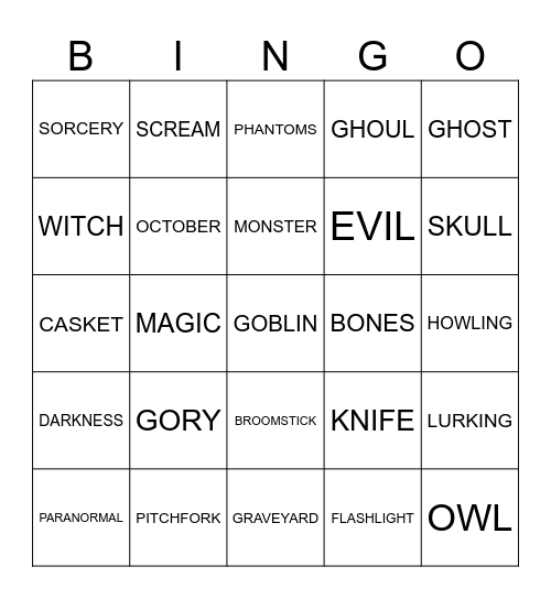 HAPPY HALLOWEEN Bingo Card