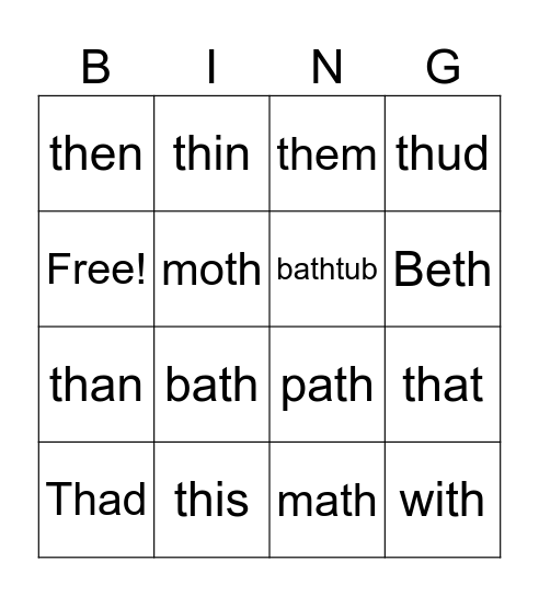 th Bingo Card