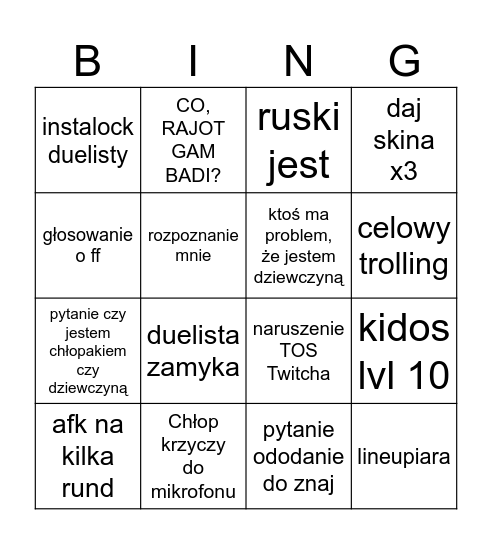 Warszawa Bingo Card