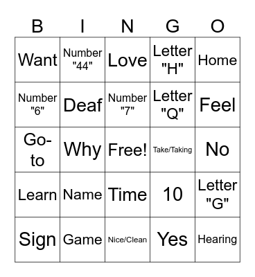 ASL BINGO Card