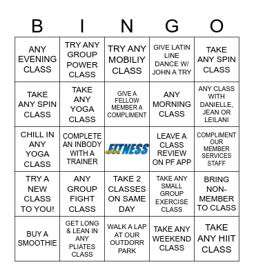 HOLIDAY FITNESS BINGO - #2 Bingo Card