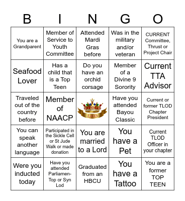 TLOD HUMAN Bingo Card