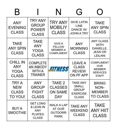 HOLIDAY FITNESS BINGO - #3 Bingo Card