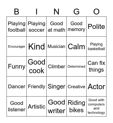 Talent Bingo Card