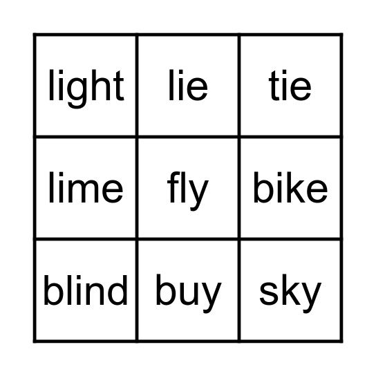 LONG I BINGO Card