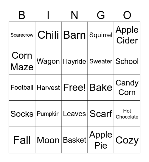 ABC Fall Bingo Card