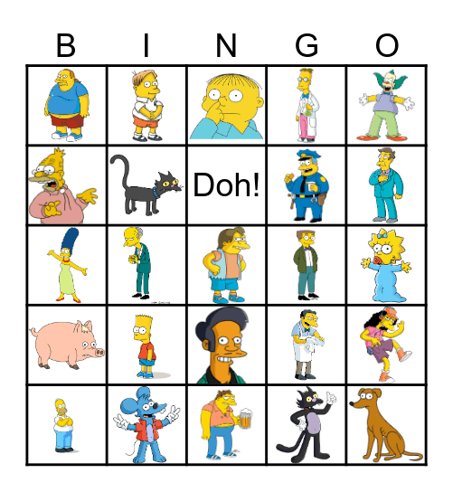 Simpsons Bingo Card