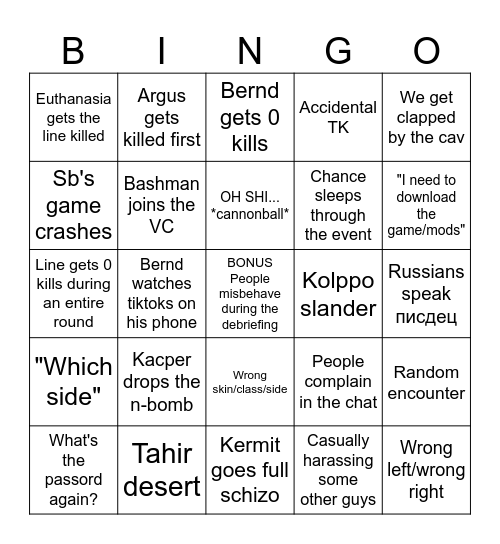 90.VA Bingo Card