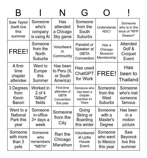 Human Bingo Card