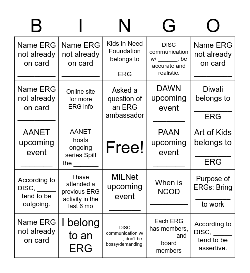 DEI Fair Bingo Card