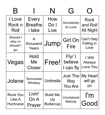 Music Bingo Card