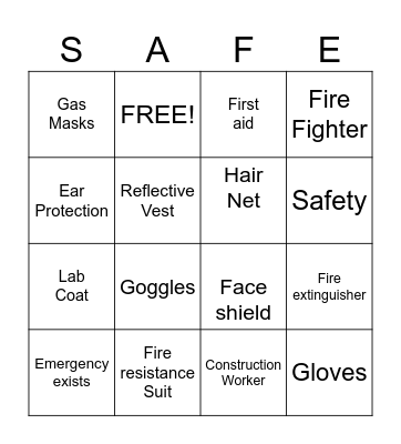 SAFETY & YOU Bingo Card