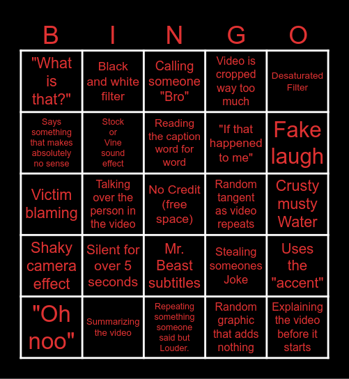 Sssniperwolf Bingo Card