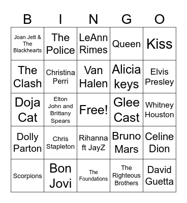 Artist Bingo Card