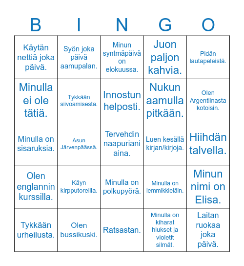 Tutustutaan Bingo Card