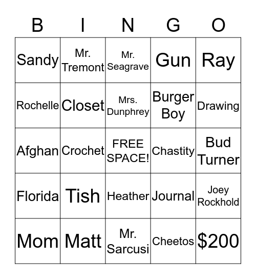 Don't you dare read this Mrs. Dunphrey Bingo Card