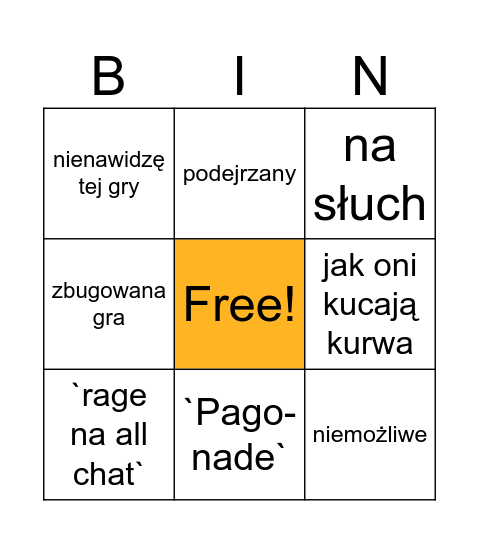 Bartek gra w CS'a Bingo Card