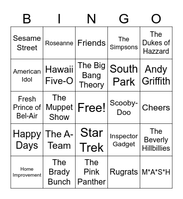 TV Theme Songs Bingo Card