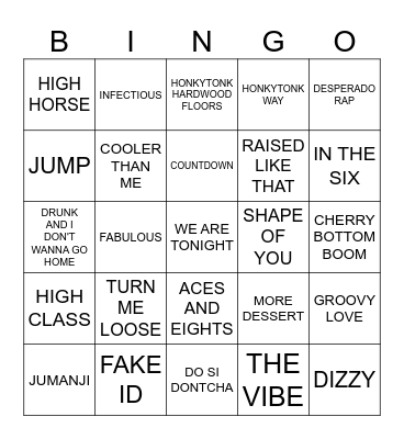 BORDERLINE LINE DANCE BINGO Card