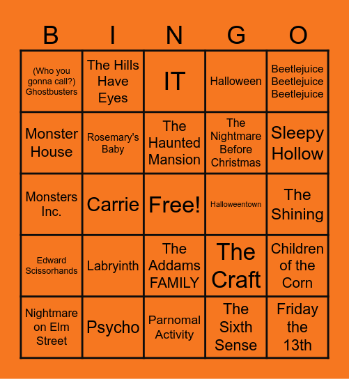 Boo! Bingo Card