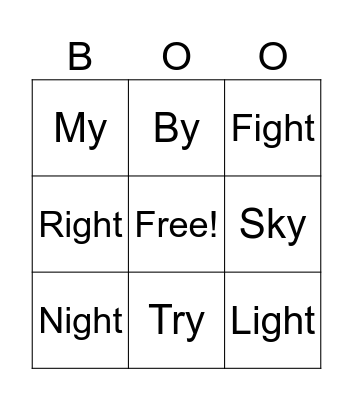 y/igh sounds Bingo Card