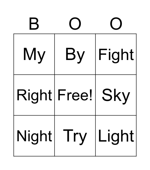 y/igh sounds Bingo Card
