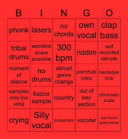 Kelland #1 Bingo Card