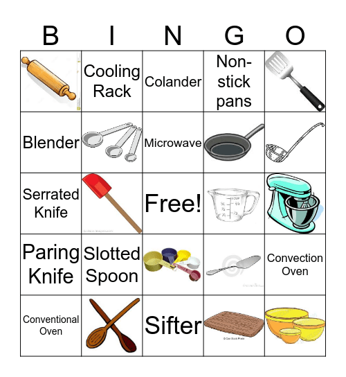 Kitchen Equipment Bingo Card