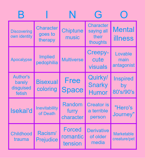 Modern Media Bingo Card