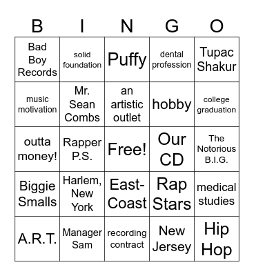 THURDAY'S BINGO!! Bingo Card