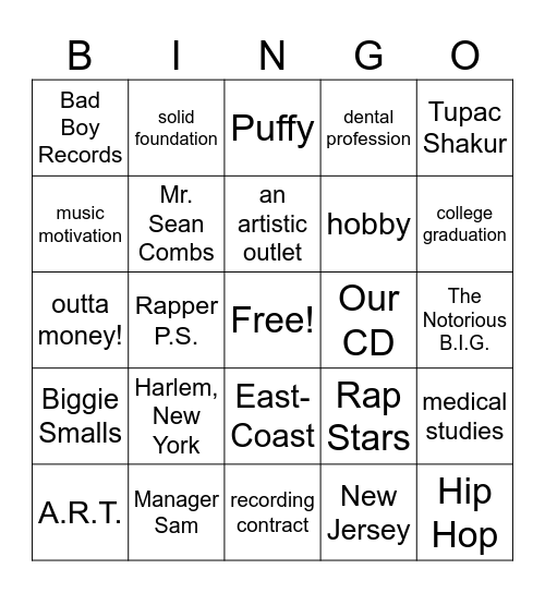 THURDAY'S BINGO!! Bingo Card