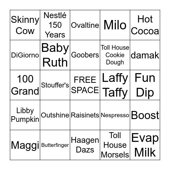 Nestlé 150 Years Bingo Card