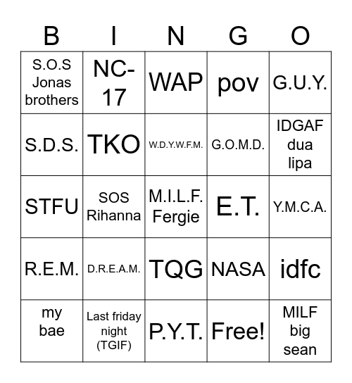 acronyms Bingo Card