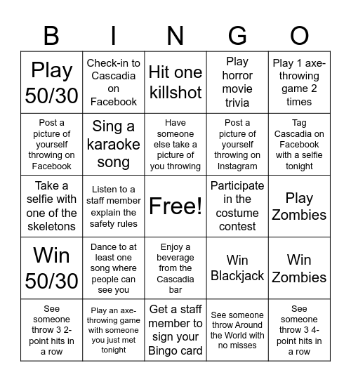 Cascadia's Bloodcurdling Bingo Card