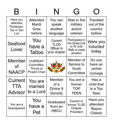 TLOD HUMAN Bingo Card