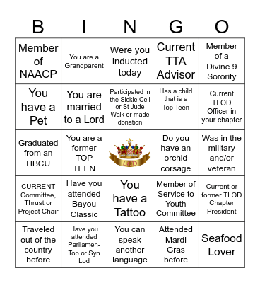 TLOD HUMAN Bingo Card