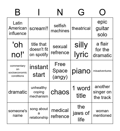 ptv bingo Card