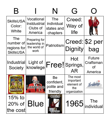 SkillsUSA Basics Bingo Card