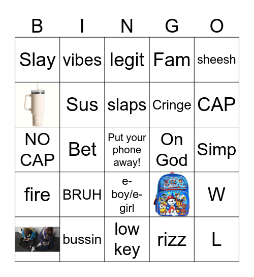 Zoomer Bingo Card