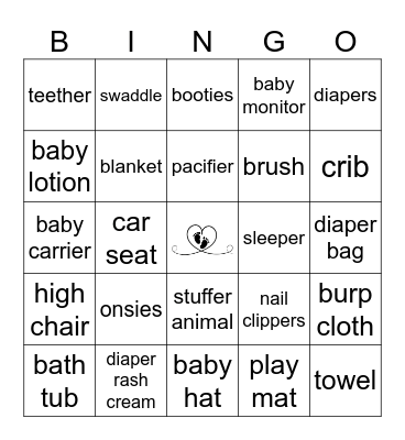 Baby Shower Bingo Card